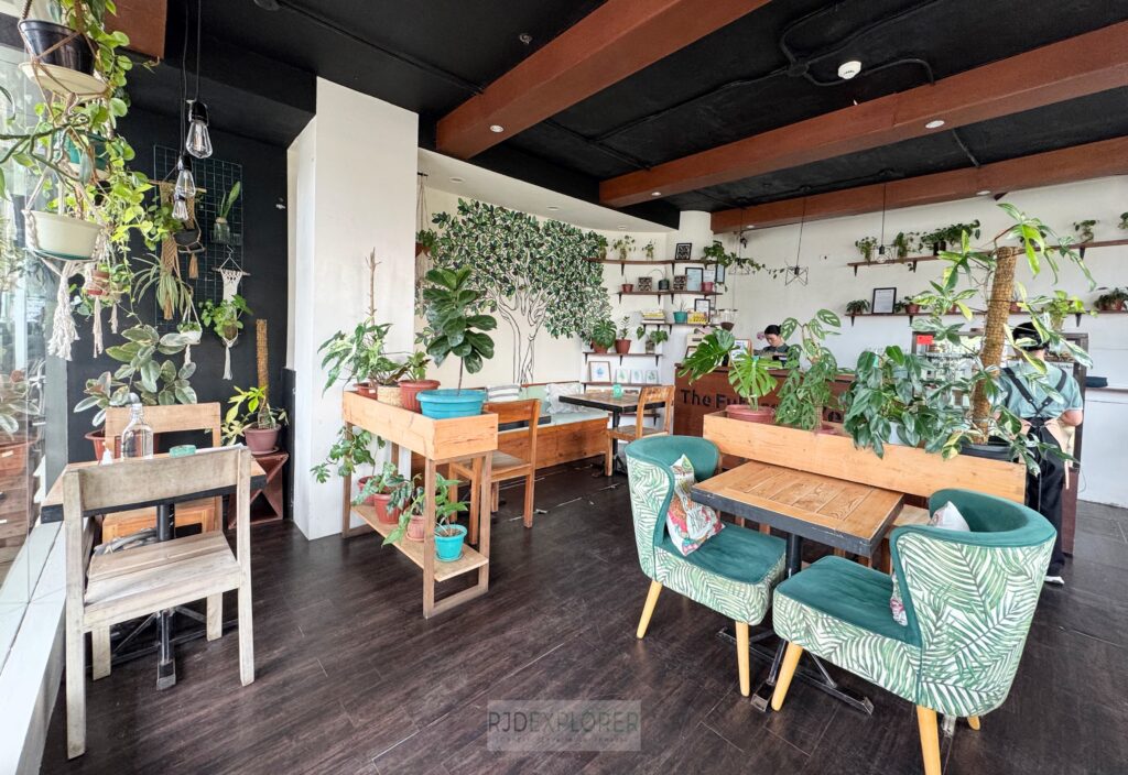 plants are everywhere inside the restaurant