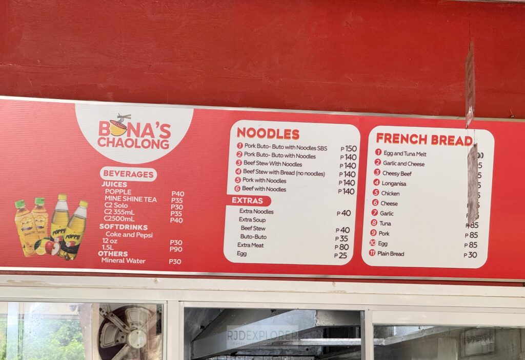 bona's chaolong menu
