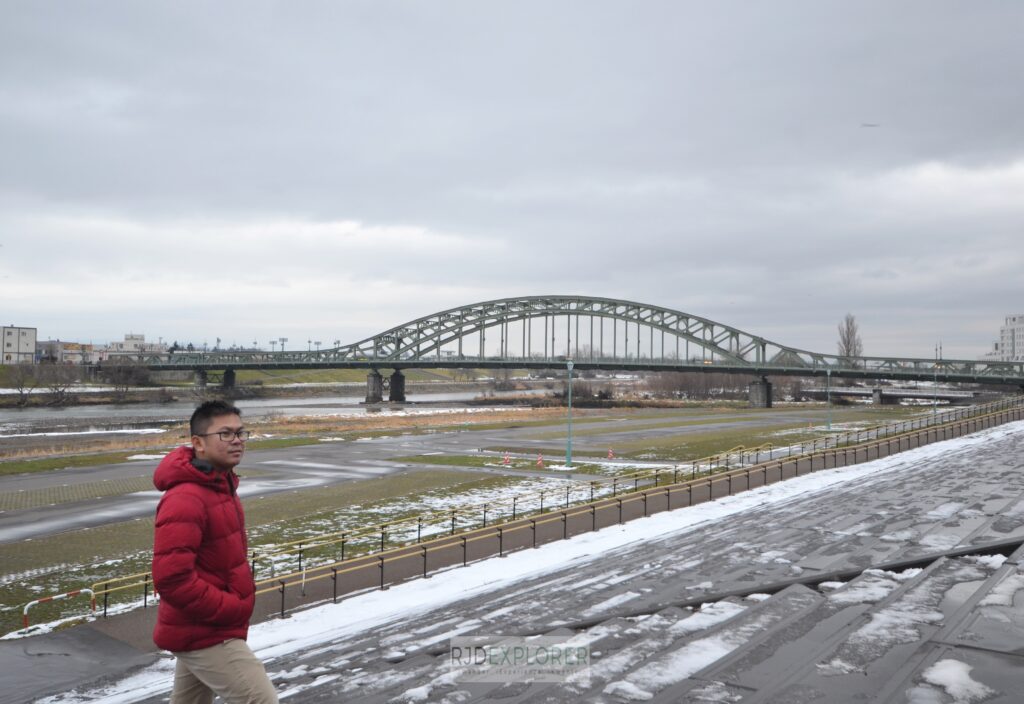 Asahibashi Bridge from Tokiwa Park.